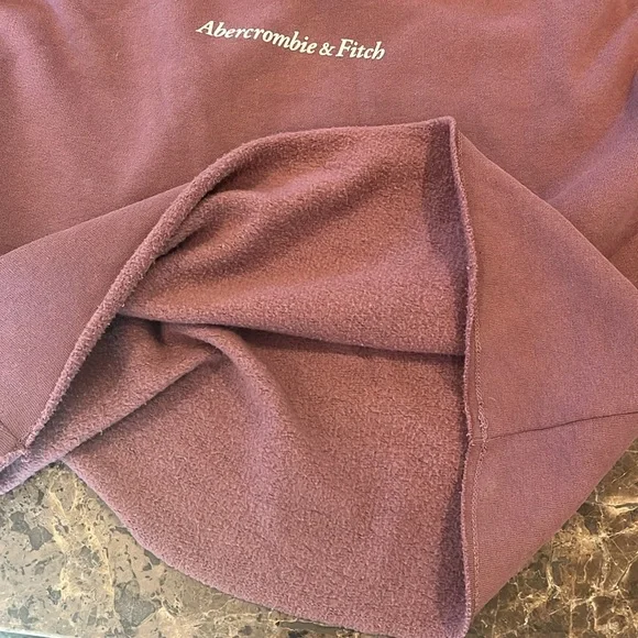 Abercrombie & Fitch Mauve Soft Fleece Oversized Cropped Logo Hoodie size XS - Picture 6 of 8